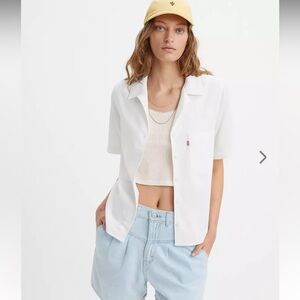 Levi's Women's White Cropped Button Down Shirt